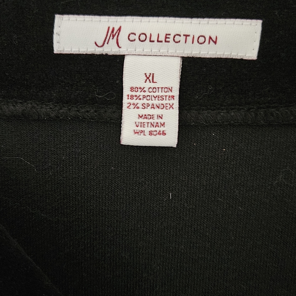 "JM Collection" Velour Beaded Black Top - Picture 3 of 3